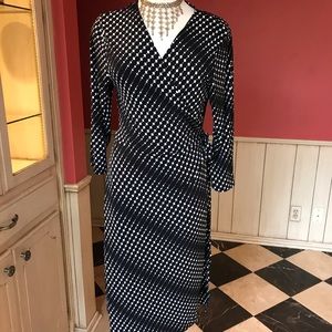 Apt 9 Dot Patterned Wrap Dress Black White